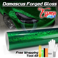 PET Damascus Steel Forged Gloss Beast Green Car Vinyl Wrap Decal Sticker Film