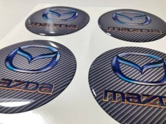 4 x Mazda silicone emblem sticker for hubcaps hub cap epoxy resin logo