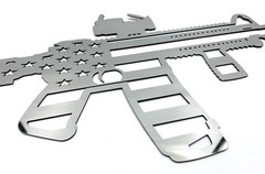 20″ Polished Stainless Steel AR15 Rifle American Flag Emblem Decal – Laser Cut