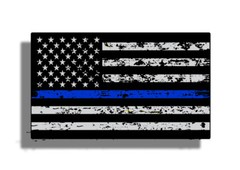Blue Line Sticker Distressed Grunge USA Flag Window Bumper Cup Laptop Door Decal
