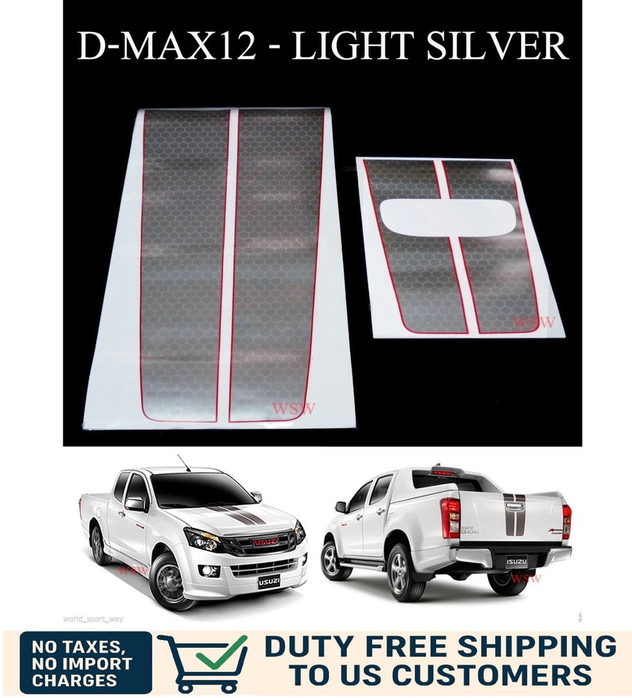 SILVER RED FRONT REAR TAILGATE STICKER X-SERIES FOR ISUZU D-MAX DMAX 2012-2015