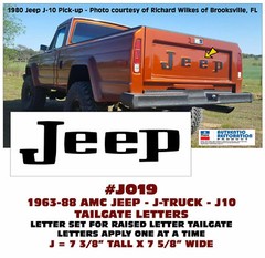 GE-QJ-J019 1963-88 JEEP J10 TRUCK – TAILGATE LETTERS DECAL STICKER – LICENSED