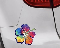Hibiscus Flower Car Decals For Women, Holographic Vehicle Bumper Decal, 6x6in