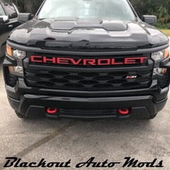 RED Vinyl Overlay Grill Letter Decals For 2022-23 Silverado Custom Trailboss WT