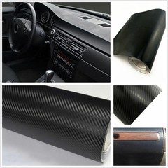 4D Car Interior Accessories Interior Panel Black Carbon Fiber Vinyl Wrap Sticker