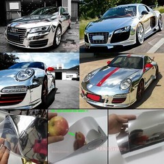 Air Release Silver Entire Car Mirror Chrome Entire Vinyl Wrap Sticker Film HDUS