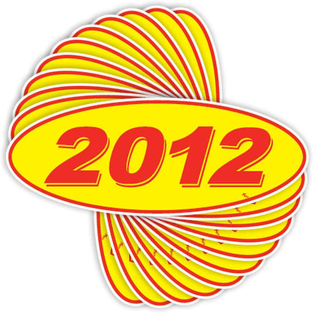 2012 Oval Model Year Stickers Red Yellow 12 Pack Vehicle Window Decor American