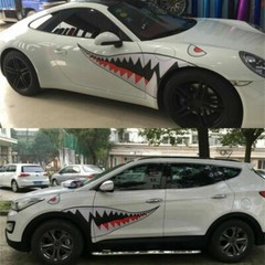 2pc 59″ Shark Mouth Tooth Stickers Vinyl Exterior Decal For Car Side Door Fender