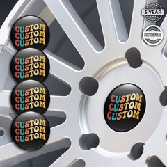 4x 3D Domed Stickers Wheel Center Cap Decals Custom Size Automotive Resin Badge