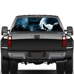 147x46cm Car Truck Sticker Wolf howling Moon Rear Window Tint Graphic Decal Wrap