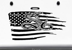 DON’T TREAD ON ME USA Flag Rattle Snake Hood/Door vinyl Decal Fits Jeep Wrangler