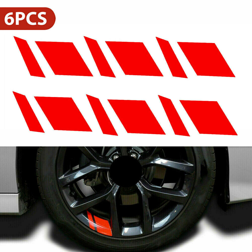 6x For 16″-21″Reflective Car Wheel Rim Vinyl Decal Sticker Car Accessories Red