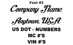Custom Truck Door Lettering | Company Name + Town, State + US DOT Numbers & more