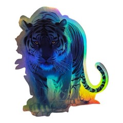 BLUE TIGER Multicolor LED Holographic Rainbow Metallic 3” Vinyl Decal Sticker