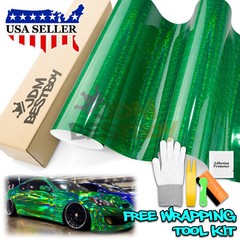 Holographic Brushed Aluminum Emerald Green Rainbow Car Vinyl Wrap Sticker Sheet