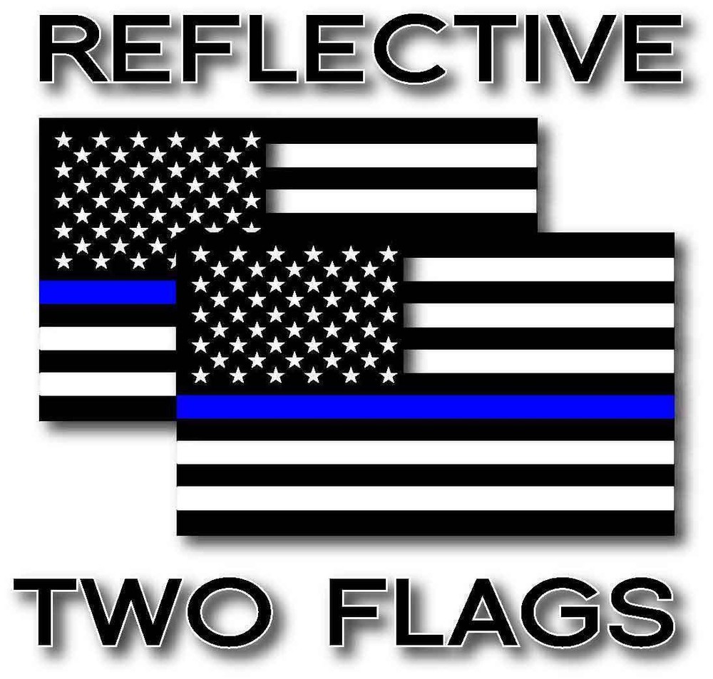2x REFLECTIVE Blue Lives Matter Police USA Blue line Decal Stickers Various Size