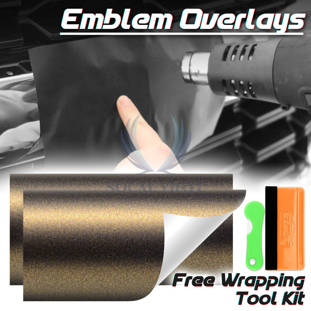 PET Matte Metallic Vinyl Wrap For Chevy Bowtie Emblem Overlay Film Decal Sticker