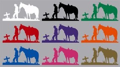Cowboy Horse Cross Christian Western Rodeo Car Truck Window Vinyl Decal Sticker