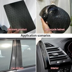 Black Honeycomb Fiber Grid Sticker Vinyl Wrap Film Decal 150cm Car Accessories