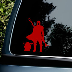 Mando and Grogu Silhouette Vinyl Decal Sticker Baby Yoda Car Truck Window