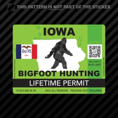 Iowa Bigfoot Hunting Permit Sticker Self Adhesive Vinyl Sasquatch Lifetime