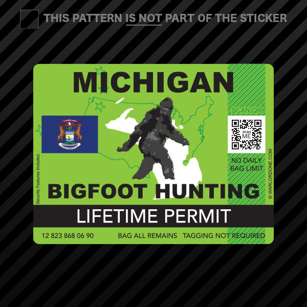 Michigan Bigfoot Hunting Permit Sticker Self Adhesive Vinyl Sasquatch Lifetime