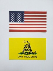 COMBO AMERICAN & GADSDEN FLAG STICKER, USA & DONT TREAD ON ME VINYL DECAL, 2x ea