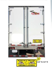 With Out Trucks America Stops! Tractor Trailer 1 Pair Stickers 3.25″ X 9.0″ p489