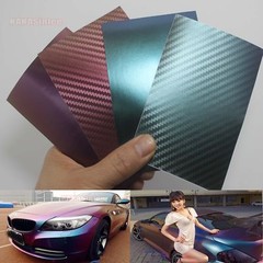 8cm x 12cm Test Sample Car Chameleon Glossy Carbon Fiber Vinyl Wrap Sticker CF