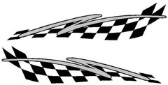 checkered flag & swoosh racing vinyl graphics decal sticker set 2.5″x 10″ silver