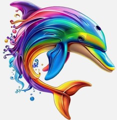 Dolphin Sticker (6 Inch) Cool Colorful Vinyl Decal Colorful