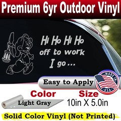 Dopey Dwarf Hi Ho Car or Truck Window Laptop Decal Sticker Light Gray 10X5.0