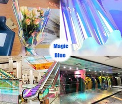 Blue Chameleon Rainbow Iridescent Wrap Window Film Glass Sticker Decal Tint PET