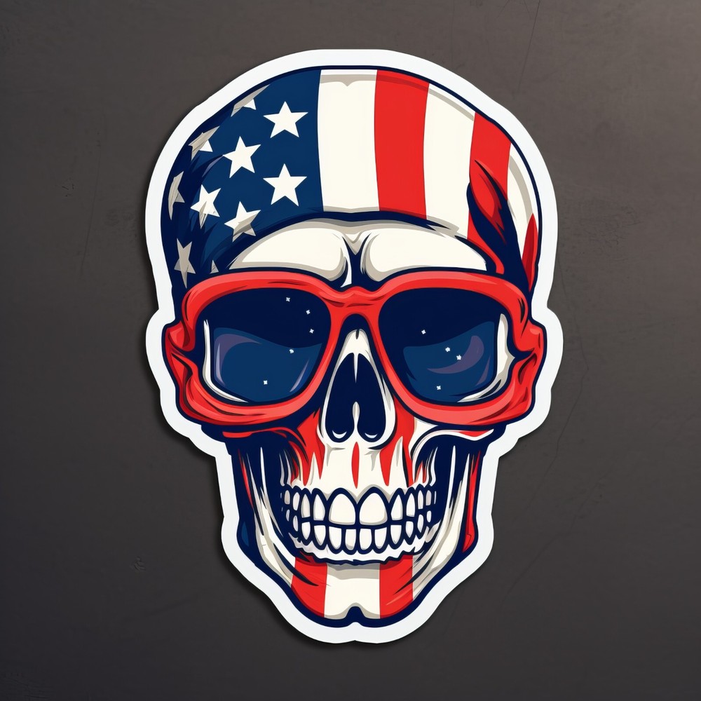 INDEPENDENCE DIE CUT SKULL VYNIL DECAL 6 YEARS RESSISTENC,LAMINATED FREE STICKER