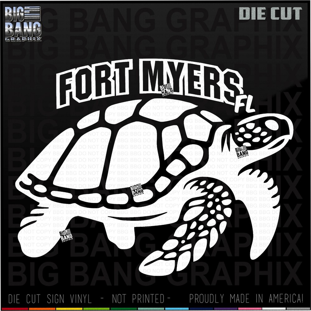 Fort Myers, FL Realistic Sea Turtle Vinyl Decal Sticker DIE CUT Car Boat Window
