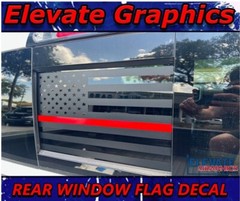 2002-2008 Fits Ram 1500 Stripes Back Window Flag With Red Line Stickers
