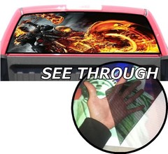 P196 Ghost Rider Rear Window Tint Graphic Decal Wrap Back Pickup Graphics