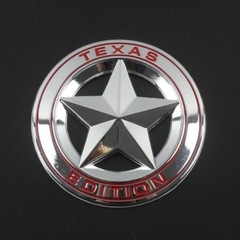 METAL Texas Edition Sticker Emblem Decal Lone Star Badge For Truck (Silver/Red)