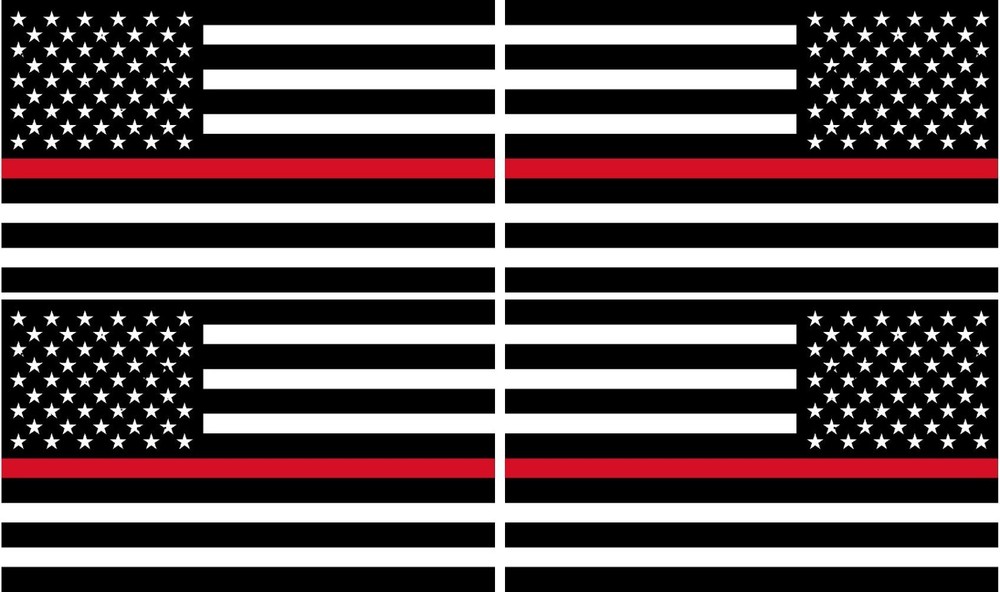4 – 3″ Thin RED Line American BLACK WHITE Flag Decal Firefighter USA Sticker RL