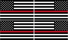 4 – 3″ Thin RED Line American BLACK WHITE Flag Decal Firefighter USA Sticker RL