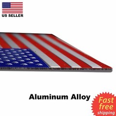 (4 PACK) ALUMINUM US Flag Sticker 3D Emblem Decal Patriotic USA 3.15″x1.75″