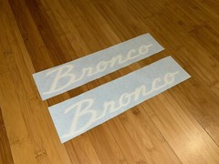 Bronco Heritage White 8” Vinyl Sticker Decal (Set Of 2) Old school Script