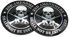 2x Metal 2nd Amendment Decal Sticker Emblem Badge Auto Car Truck Dome 2.20″