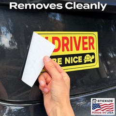 Stickios Funny New Driver Stickers for Cars & Windows (Non-Magnetic)