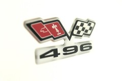 Chevy 496 (FLAGS) EMBLEM Super Sized Silver
