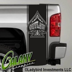 Outlaw Spade Truck Bed Decals Stripes (Pair) – Fits Ram Chevy Ford F150 Toyota