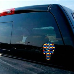 Autism Awareness Punisher Skull Sticker Decal Autistic Child Puzzle Ribbon USA