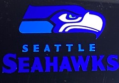 NFL SEATTLE SEAHAWKS car decal 3 1/2 inch x 5 3/4 inch die cut sticker