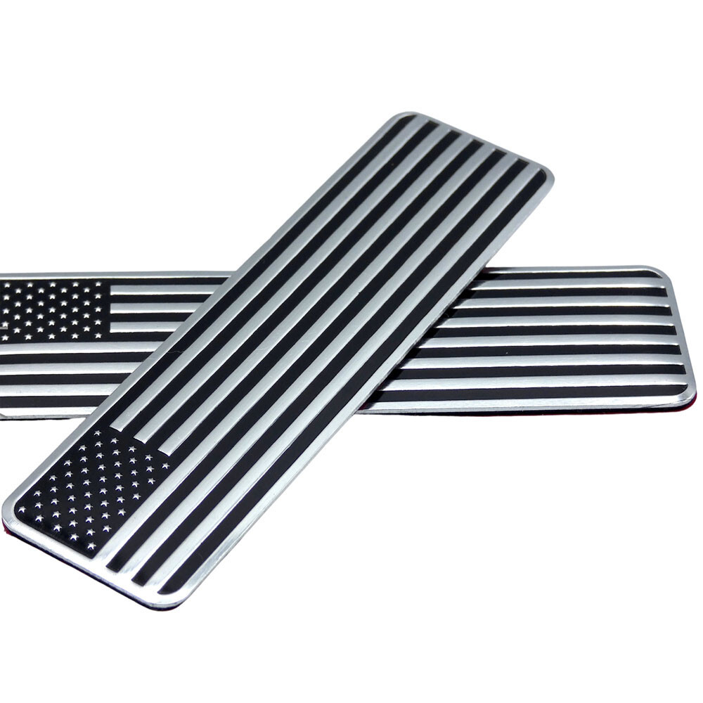 Car Body Sticker Decor 3D Metal American Flag Decal Waterproof Accessories 2PCS