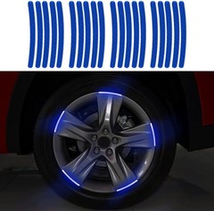 Durable Blue LED Reflective Rim Stripe Decals – 20Pcs for Cars & Motorcycles